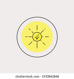 Cute sun Illustration, sleep face icon. weather vector icon modern and simple flat symbol for graphic in trendy flat design style.