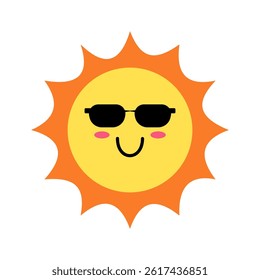 Cute sun isolated on white background.