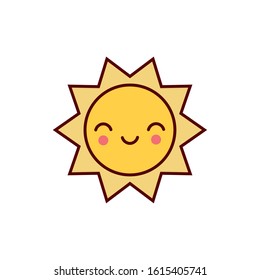 cute sun kawaii comic character icon vector illustration design