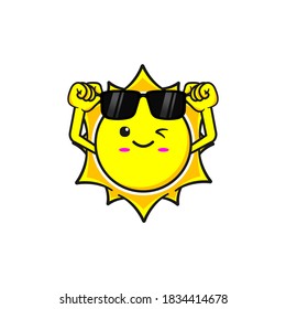 cute sun lifting her sunglasses vector illustration