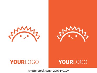 Cute sun logo design. Smiling sun. Vector logotype template.