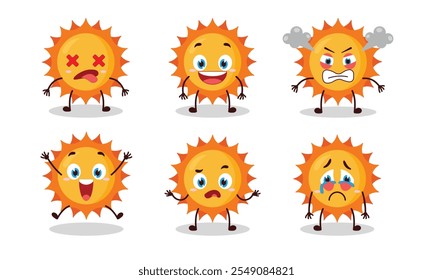 cute sun with many expressions design illustration