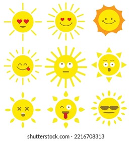 cute sun mascot vector set for earth lighting