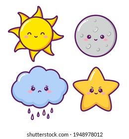 nube de luna de sol y estrella
