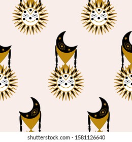 cute sun and moon and hour glass, seamless pattern, perfect to use on the web or in print
