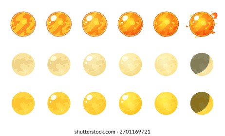 Cute sun and moon illustration material set