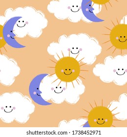 El Sol Y La Luna De Los Niños Patrones Sin Marea