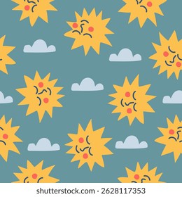 Cute sun pattern background vector design