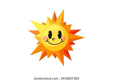 Cute Sun Retro Flat Sticker Design