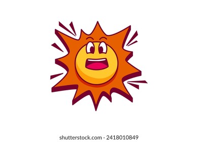 Cute Sun Retro Flat Sticker Design
