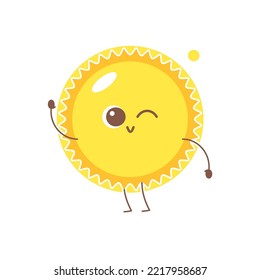 Cute sun saying hello simple isolated vector image
