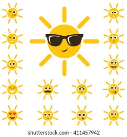 cute sun set with funny smiley faces