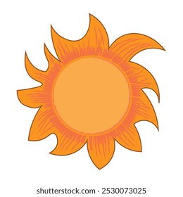 Cute sun shine. Doodle sun sketch illustration. cute orange sun set. Scribble  children drawn style. Vector illustration