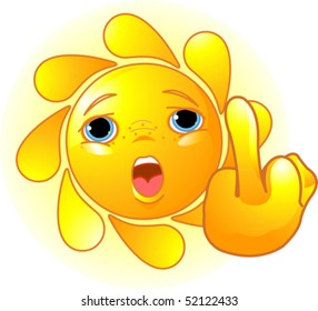 Cute Sun shows a middle finger