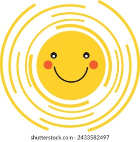 Cute sun with smile for sticker