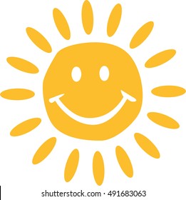 Cute Smiling Sun Icon Vector Illustration Stock Vector (Royalty Free ...