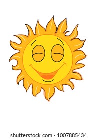 Cute sun smiling and happy illustration drawing cartoon and white background	