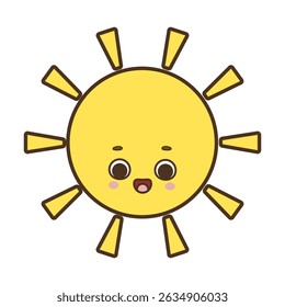 Cute sun smiling sunshine vector illustration isolated on white background	