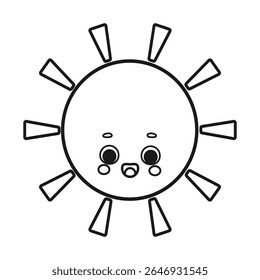 Sol bonito sorrindo sol vetor ilustração coloração página isolada no fundo branco