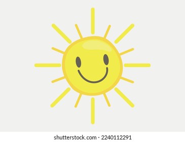 cute sun smiling vector kids illustration cartoon character isolated 
