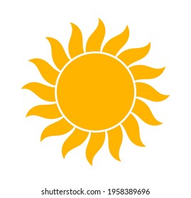 Cute sun symbol. Orange bright sun icon. Vector illustration.