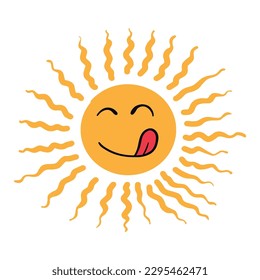 Cute sun tongue out ,good for graphic design resources, posters, prints, stickers, pamflets, banners, decoration, and more