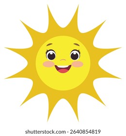 Cute sun vector cartoon illustration