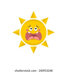 Cute sun. Vector illustration of funny sky object.