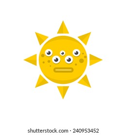 Cute sun. Vector illustration of funny sky object.