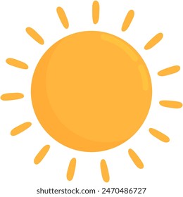 Süße Vektorillustration der Sonne isoliert auf weißem Hintergrund.