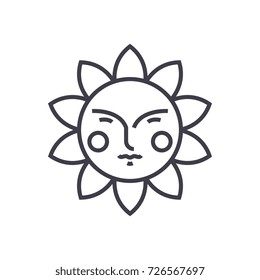 cute sun vector line icon, sign, illustration on background, editable strokes