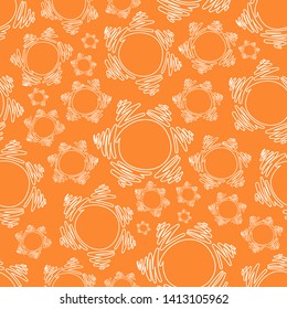 Cute sun vector pattern on orange background

