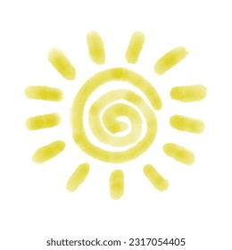 Cute sun watercolor isolated on white background vector illustration. - Shutterstock ID 2317054405