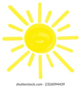 Cute sun watercolor isolated on white background vector illustration.