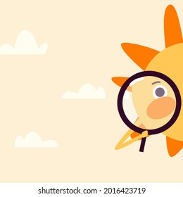 El sol lindo que busca algo con una lupa.