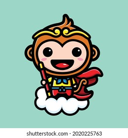 Cute Sun Wukong Cartoon Vector Design Stock Vector (Royalty Free ...