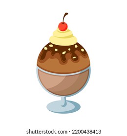 cute of sundae on cartoon version,vector illustration