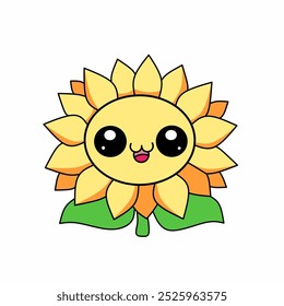 Nette Sonnenblumen Cartoon Zeichen Vektorgrafik.