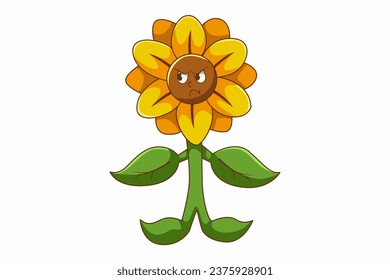 Cute Sunflower Character Design Illustration