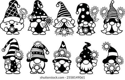 Cute Sunflower Gnomes Set Bundles