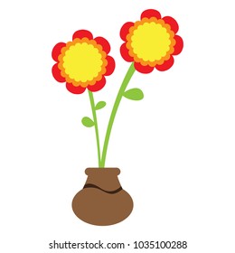 Cute sunflower on a pot