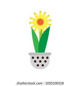 Cute sunflower on a pot
