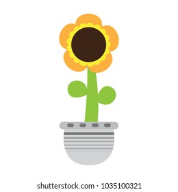 Cute sunflower on a pot