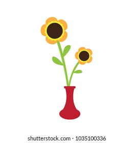 Cute sunflower on a pot