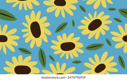 Nettes Sonnenblumenmuster Hintergrund Vektorgrafik Design