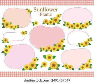 Cute sunflower rough off-print frame pink set