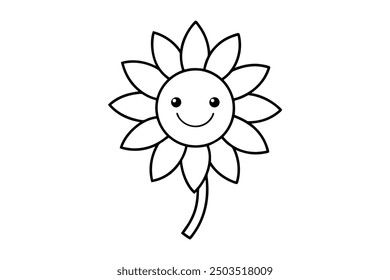 a cute sunflower smile vector art illustration