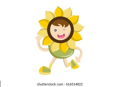 Cute Sunflower. Vector Illustration. Isolated on white background.