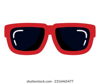 Cute Sunglass Doodle Clipart Kunst für Sommerurlaub am Strand Augen tragen Animated Cartoon Fashion Zubehör einzeln auf weißem Hintergrund