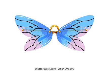 Cute sunglasses with butterfly shape of lenses. Fashion eyeglasses for kids. Stylish sun shades with funky form of glasses. Eyewear, summer accessory. Flat isolated vector illustration on white
